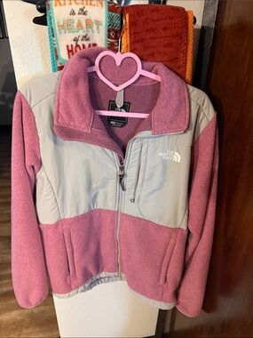 The North Face Pink and Gray Fleece Full-Zip Jacket